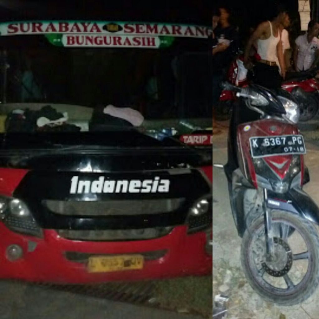 Tabrakan Bus Indonesia Dengan Motor Mio Di Juwana 1 Orang Luka