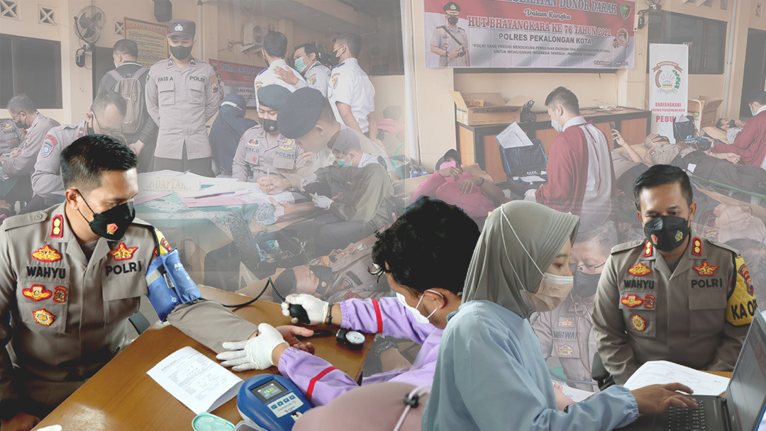 Sambut Hari Bhayangkara ke 76, Polres Pekalongan Kota Gelar Donor darah dan pemeriksaan kesehatan Gratis